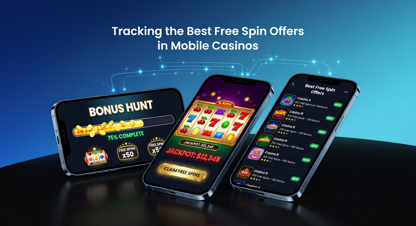 Vergleichstabelle von Free-Spin-Angeboten auf verschiedenen Mobile-Casino-Apps mit Smartphone im Zentrum
