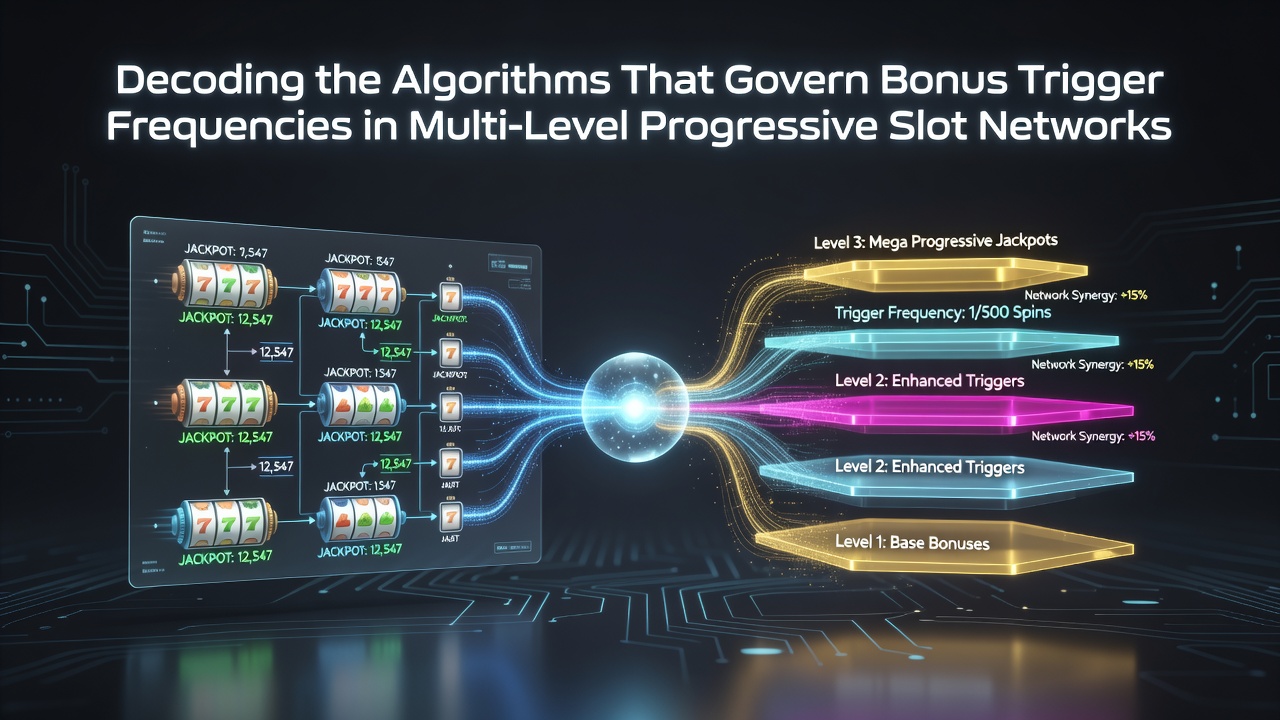 Darstellung eines vernetzten progressiven Slot-Systems mit mehreren Ebenen und Bonus-Trigger-Mechanismen